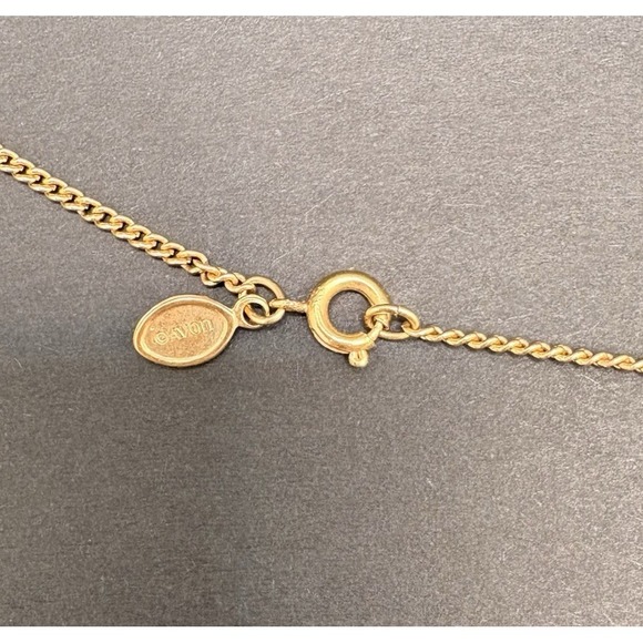 Vintage Avon Pink Crystal Teardrop Gold Tone Slider Pendant Necklace 16" Dainty - Picture 4 of 5